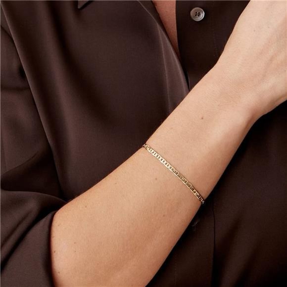 14K Gold Plated Cuban Chain Adjustable Bracelet for Women Womens Gift - Picture 2 of 5